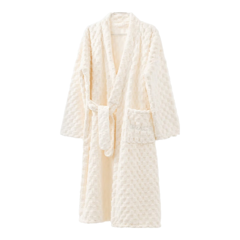 需首单：洁丽雅 女士浴袍 云朵绒 奶白色 均码（80-200斤） 56元(需领券、需
