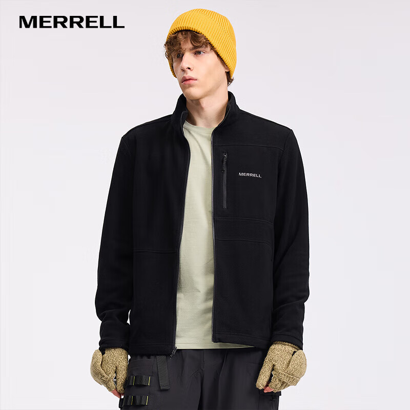 MERRELL 迈乐 运动户外男款抓绒衣外套保暖透气舒适上衣外衣 MC2240028-BK02渊黑