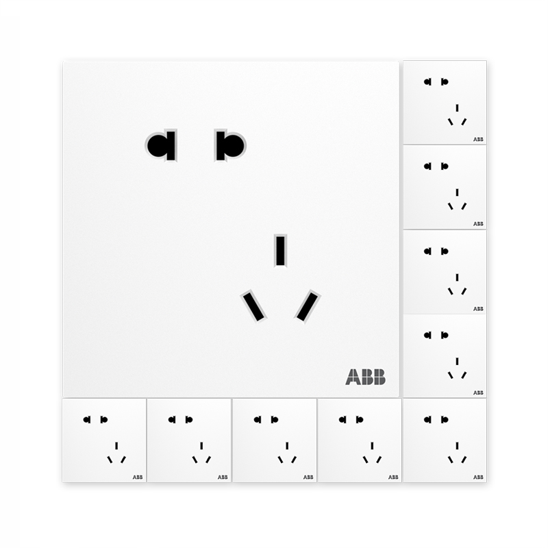 ABB 盈致系列 白色 错位斜五孔插座十只装 5.8元包邮（需用券）