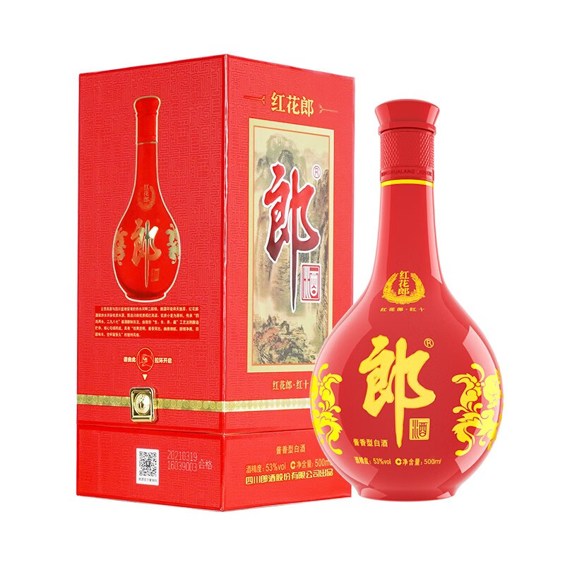 LANGJIU 郎酒 红花郎 红10 第四代 53%vol 酱香型白酒 500ml 单瓶装 ￥270