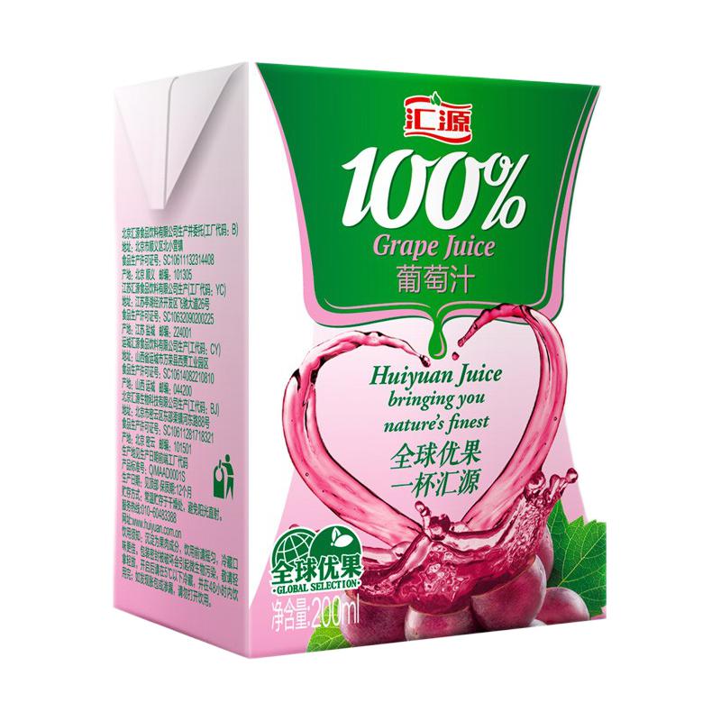 汇源 Huiyuan 汇源 100%葡萄汁200ml*24盒 57.9元（需用券）