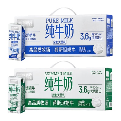 88VIP：喵满分 全脂脱脂牛奶 200ml×12瓶 12.6元（需领券+淘金币抵扣0.6元）