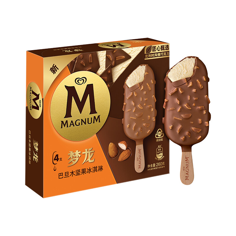 MAGNUM 梦龙 巴旦木坚果口味冰淇淋 65g*4支 雪糕 13.93元（需用券）