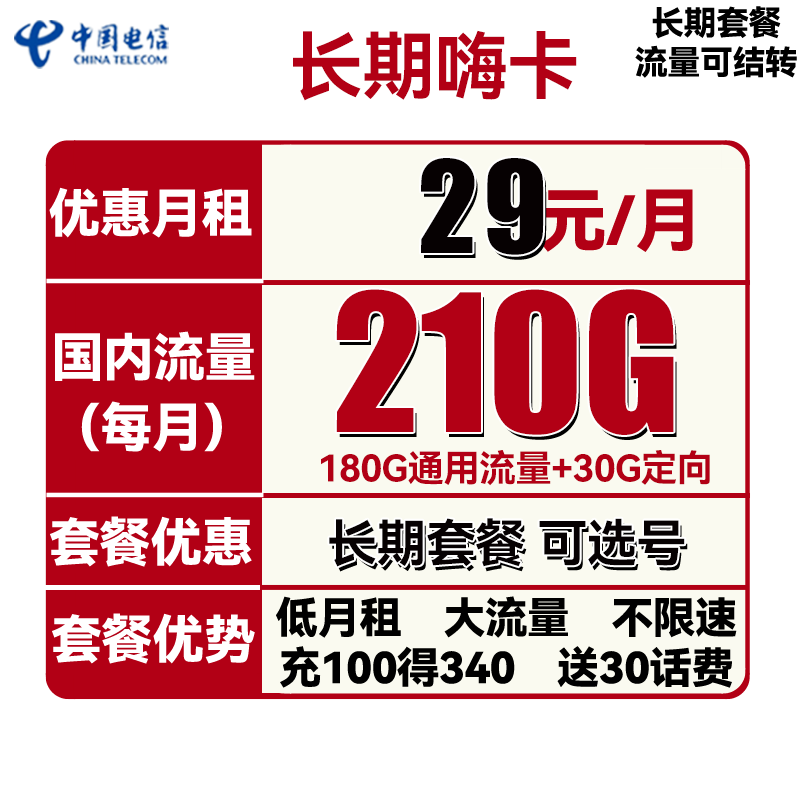 中国电信 翼泊卡 19元月租（155G通用流量+30G定向流量）送40话费 0.01元（需用