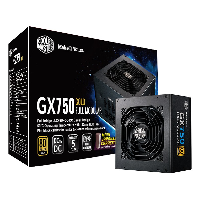 酷冷至尊 COOLERMASTER 酷冷至尊 80plus金牌认证 全模组ATX电源 750W 499元