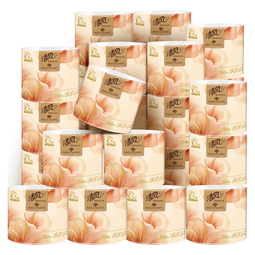 清风 有芯卷纸 花萃臻品5层180克*27卷 大份量卫生纸厕纸 卷筒纸整箱 59.42元