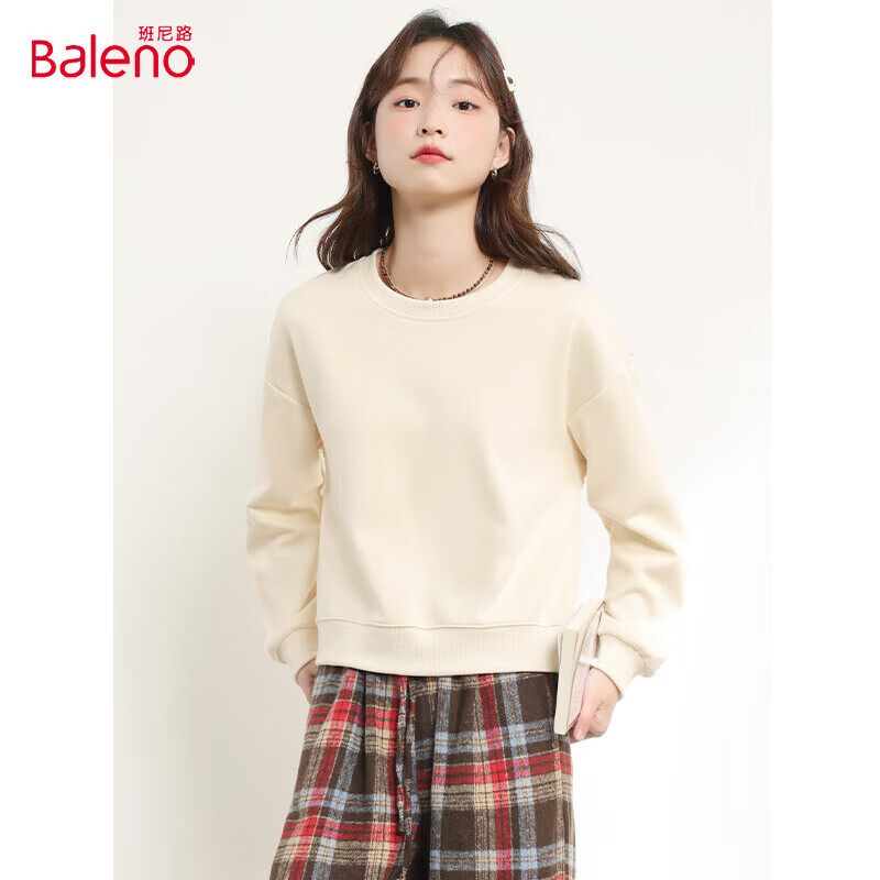 Baleno 班尼路 短款圆领卫衣女春秋季2024年城市轻户外小个子套头上衣 27.84元