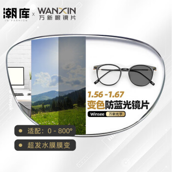 winsee 万新 1.60防蓝光变色镜片（附带原厂包装）+多款镜架可选 ￥86