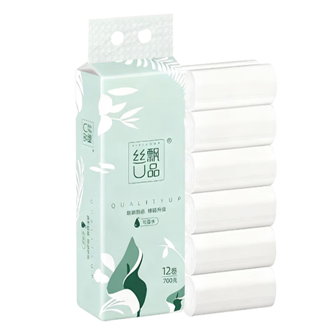 丝飘 无芯卷纸 本色无添加 4层 700g*12卷 钜惠装 4元(需领券) 包邮