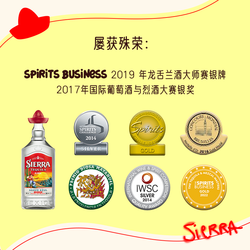 88VIP：sierra 塞拉 幸运帽小红帽金银色龙舌兰tequila烈酒墨西哥38度tequila 70.3元