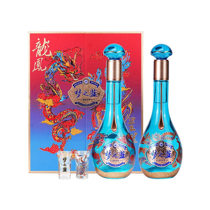 YANGHE 洋河 梦之蓝龙凤呈祥礼盒52度550mL*2瓶送礼绵柔白酒 999元