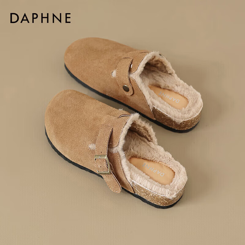 PLUS会员：达芙妮 加绒厚底勃肯鞋 57.95元