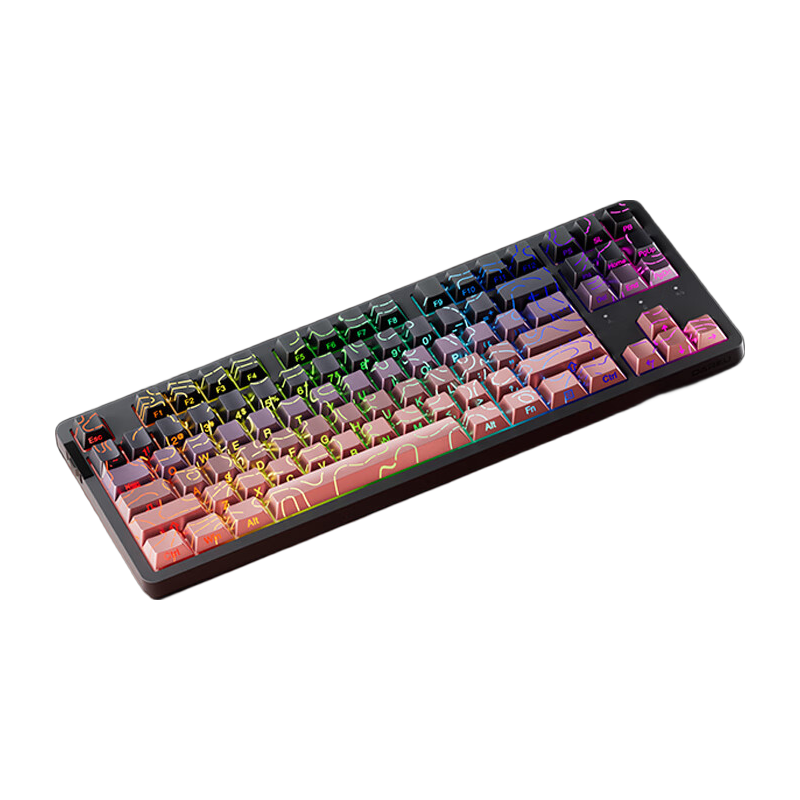 达尔优 EK87pro 87键 三模机械键盘 黑莓红等高线 桃C拿铁轴 RGB 164.82元（需用