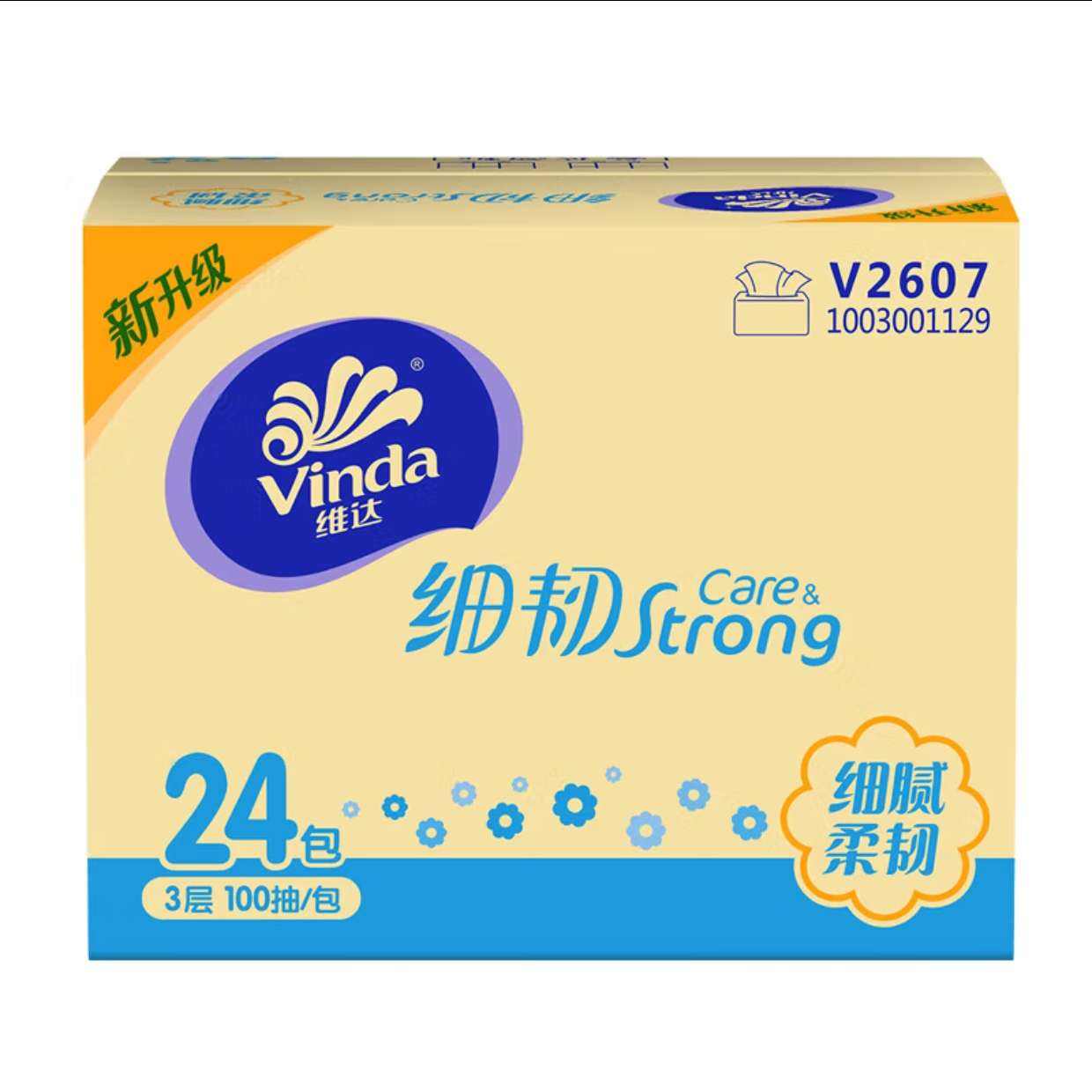 plus会员:维达（Vinda）抽纸细韧3层 100抽24包＊3件 70.89元包邮（合23.63元/件）