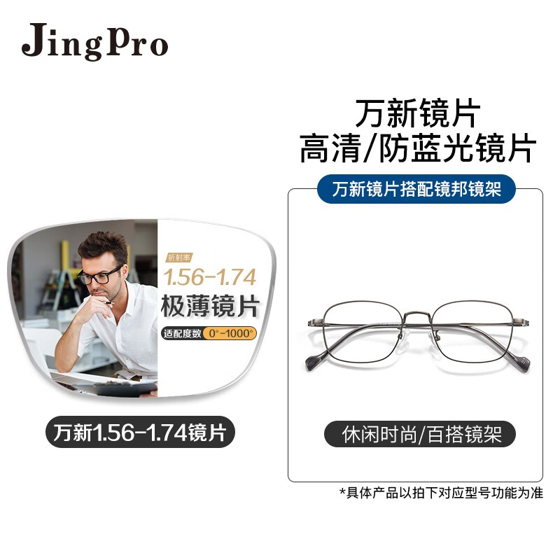 JingPro 镜邦 winsee 万新 1.74极薄非球面树脂镜片+镜邦超轻钛架多款可选 214.6元