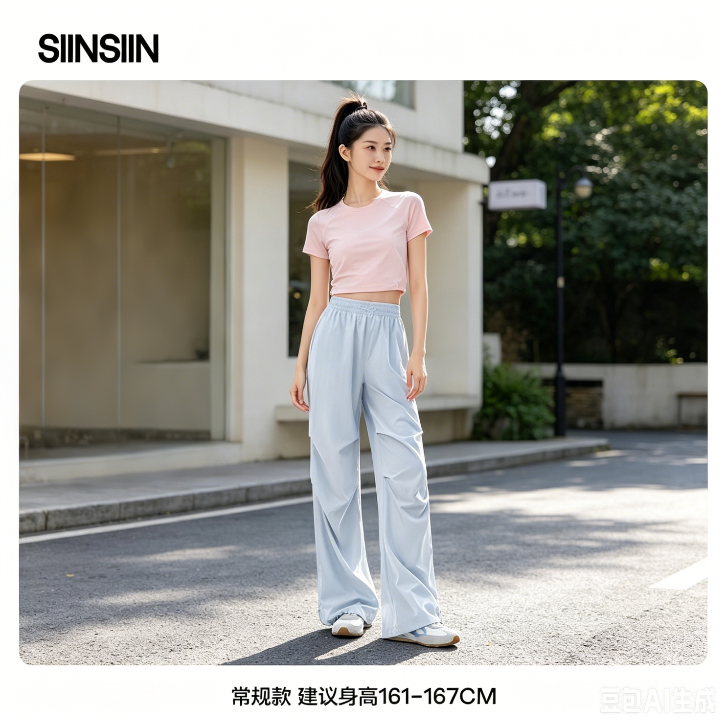 SIINSIIN 户外工装裤女宽松防晒透气速干运动休闲裤束脚裤阔腿裤 柔雾蓝 XL 