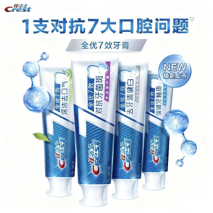 Crest 佳洁士 全优7效牙膏180g3支共540g 18.9元（需用券）