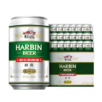 再降价、88VIP：Harbin Beer 哈尔滨啤酒 哈啤醇爽 9度冰爽啤酒 330ml*24听 28.4元包
