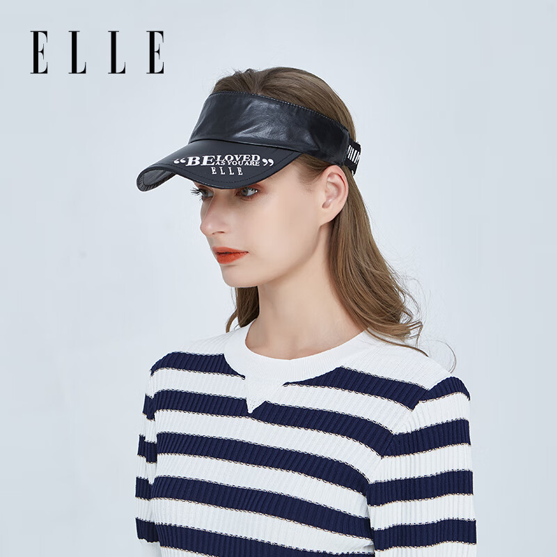 ELLE 遮阳帽子女户外时尚绣花空顶帽防晒棒球帽 黑色 57CM 292.2元