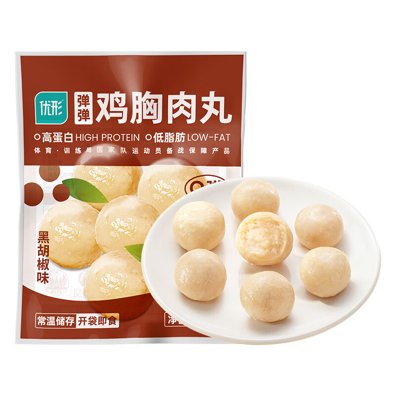 优形 黑胡椒味鸡胸肉丸 48g 3.89元（需买10件，需用券）