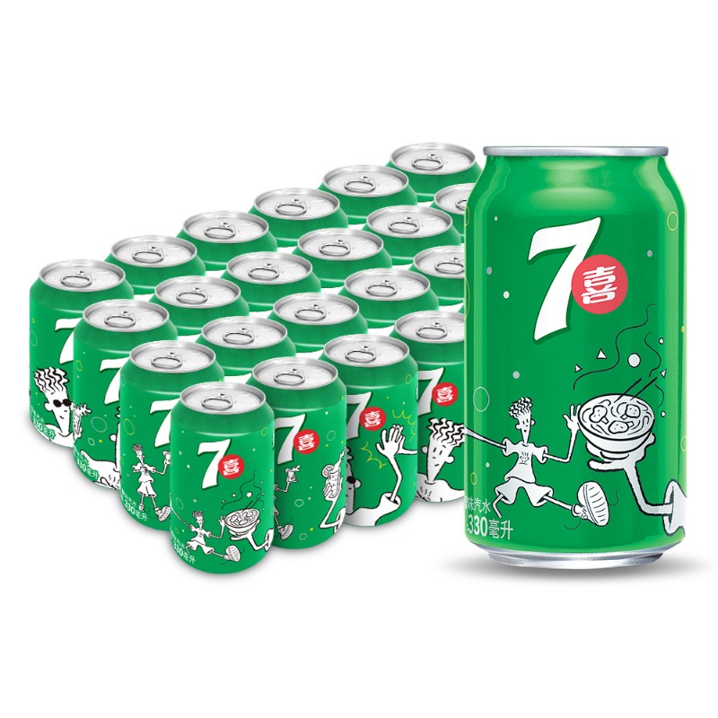 七喜 百事可乐 七喜 7up 柠檬味 可乐 汽水 碳酸饮料 整箱 330ml*24听 百事出品 