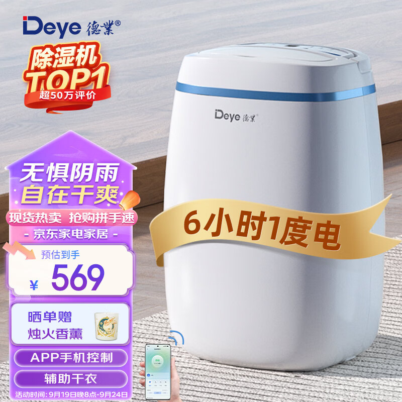 Deye 德业 DYD-E12A3 除湿机 12L/D 599元