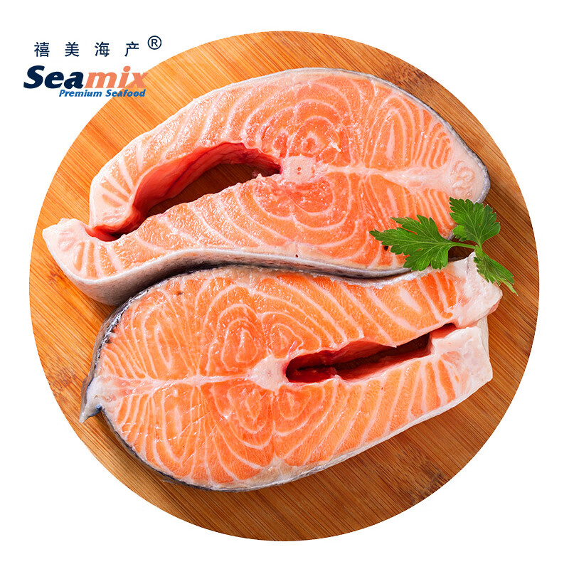 Seamix 禧美海产 冷冻三文鱼排400g（银鲑鱼排）原切段 2-3块装 29.3元（需买2件，共58.6元包邮）