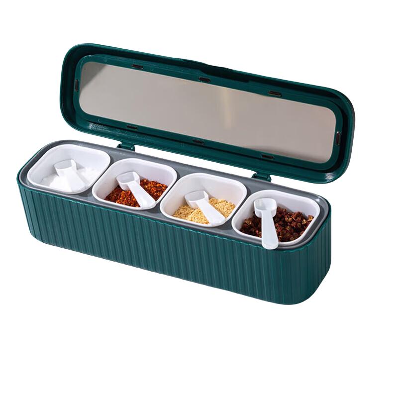 星坊 调味盒调料盒调料瓶家用调料罐调味罐套装盐罐四格带勺调料罐 8.38元