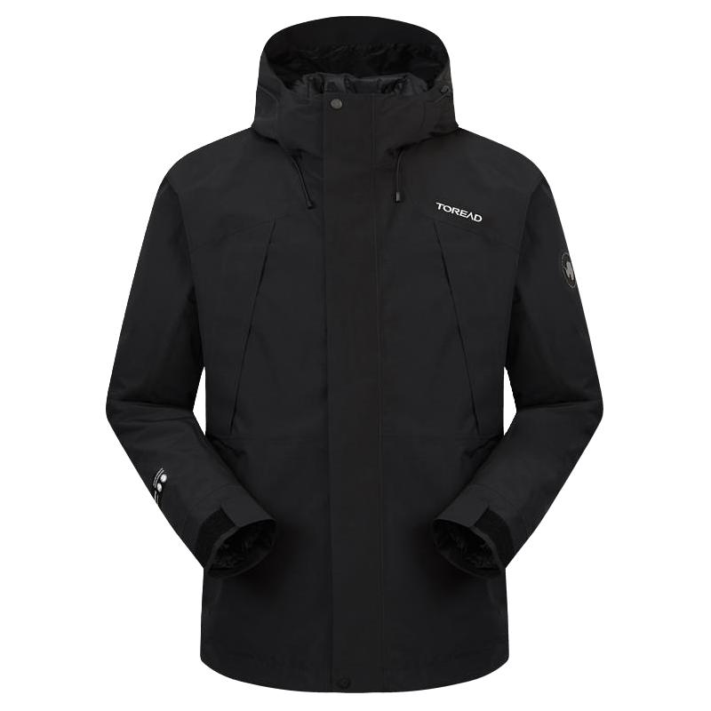 探路者 冲锋衣三合一套羽绒户外运动休闲登山露营防水男女款外套2024新款 