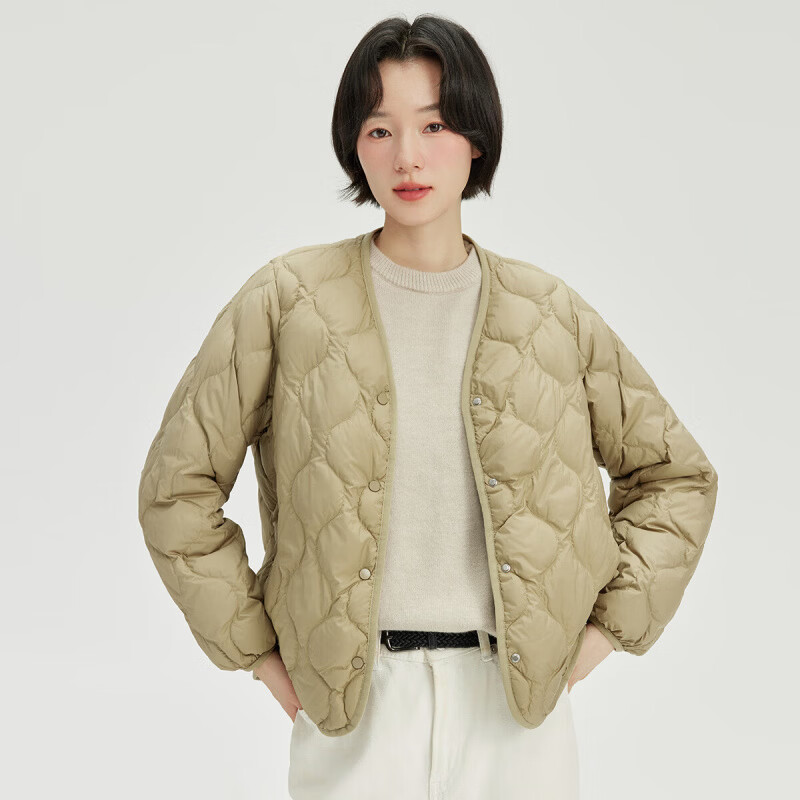 雪中飞 90%鸭绒 美拉德防寒羽绒服女 卡其色 M (160) 129元