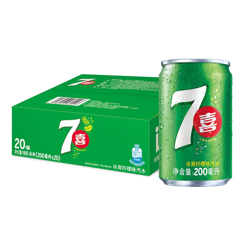 7-Up 七喜 百事可乐 七喜柠檬味 碳酸饮料迷你罐200ml*20听（新老包装随机发货