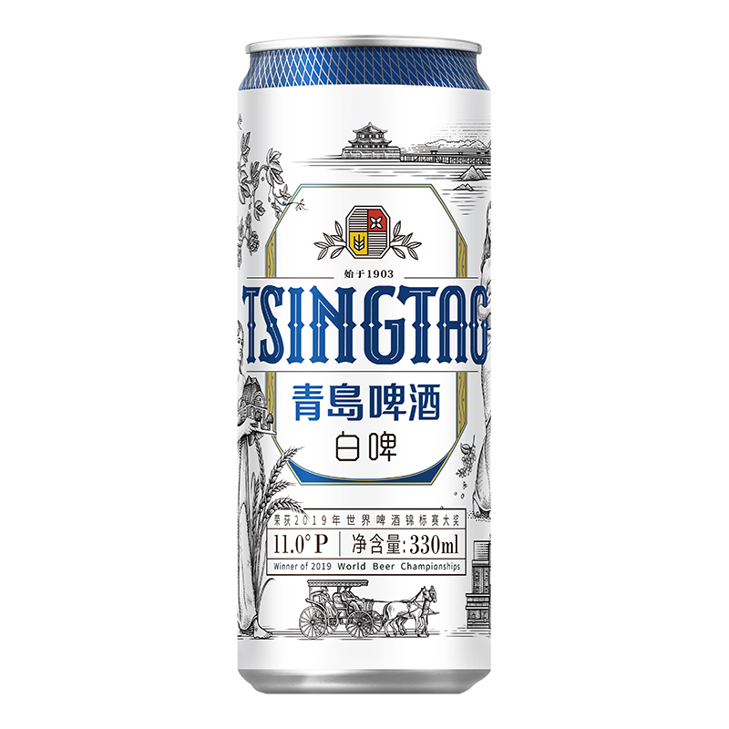 plus会员，需首购礼金:青岛啤酒（TsingTao）白啤 精酿啤酒 330ml*6听 30.3元+运费