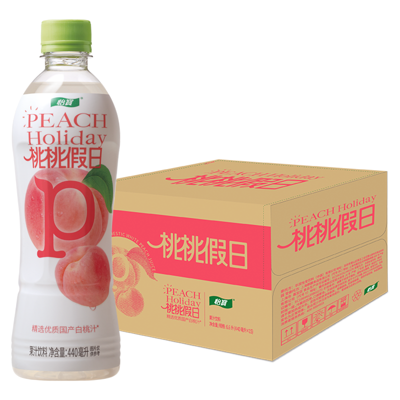 plus会员：怡宝桃桃假日果汁饮料440ml*15*3件 71.91元（需领券，合23.97元/件）