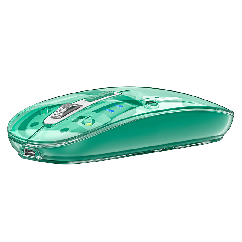 卡佐无线鼠标TypeC透明鼠标充电蓝牙5.1三模鼠标 蓝牙三模版【一键桌面+电量