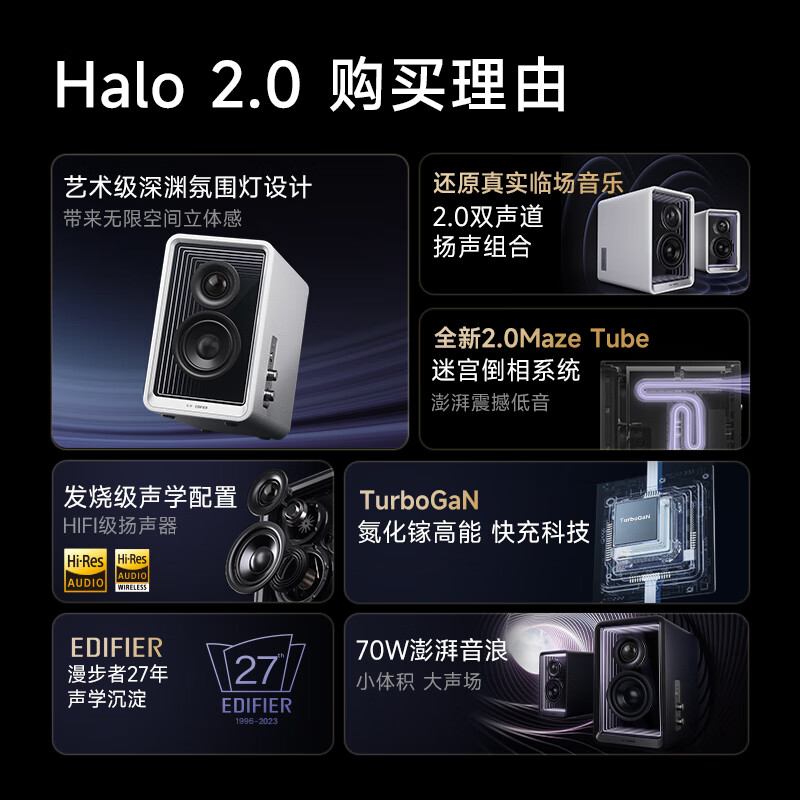 EDIFIER 漫步者 Halo 2.0 2.0声道 蓝牙音箱 破晓白 1689.65元（需用券）