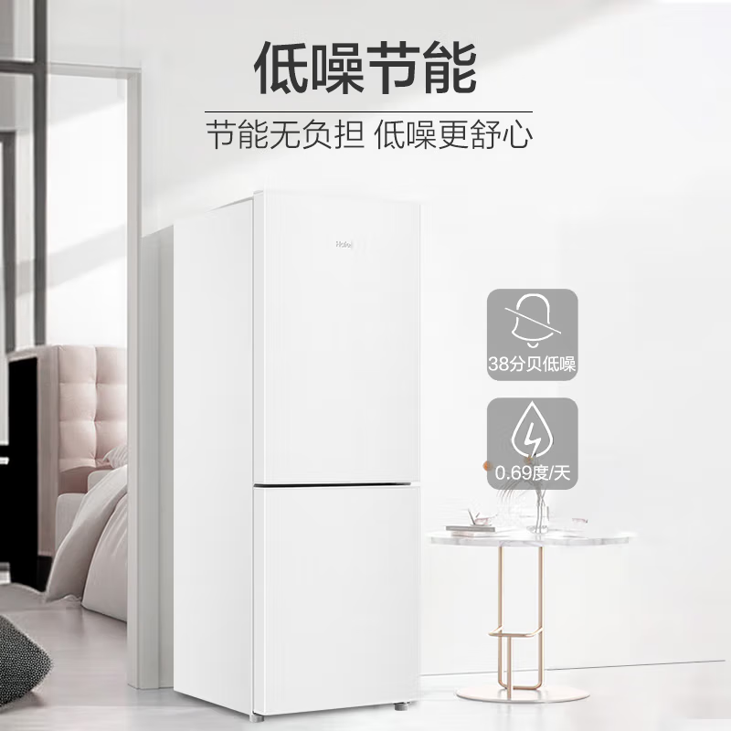海尔（Haier）178升两门双开门小户型家用电冰箱节能省电白色迷你宿舍出租