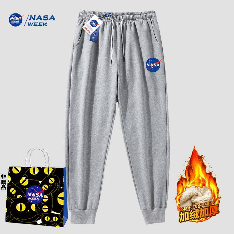 NASA WEEK 运动休闲裤纯棉男女加绒加厚季小脚裤大码情侣卫裤潮J 19.9元（需用券）