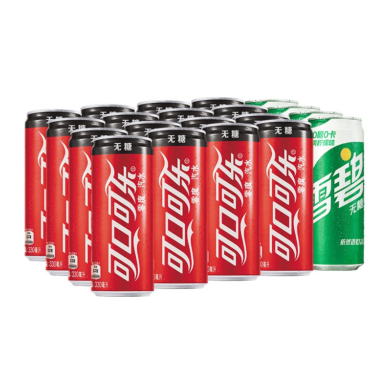 Coca-Cola 可口可乐 零度330ml*16+雪碧零卡330ml*4 无糖混合碳酸汽水330ml*20 42.9元