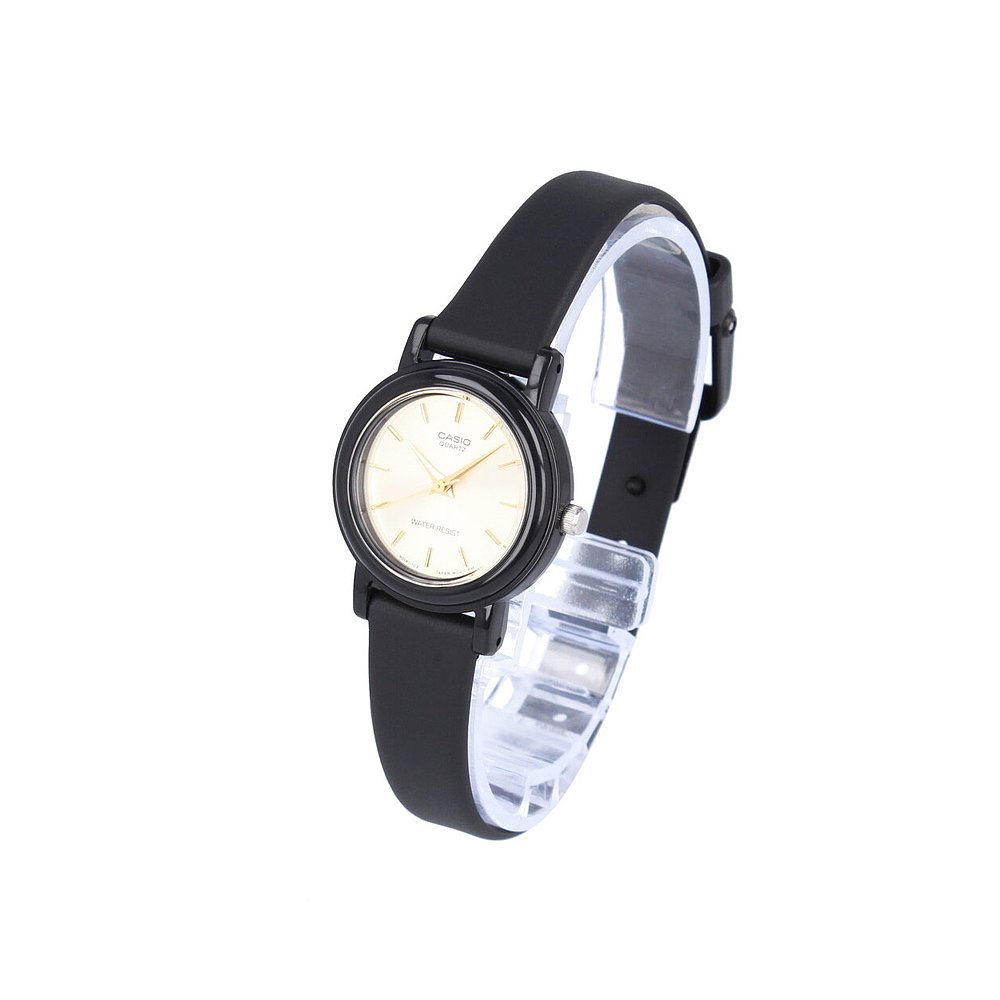 CASIO 卡西欧 日本直邮Casio卡西欧同款时装表黑色表带金色指针圆盘手表女表 