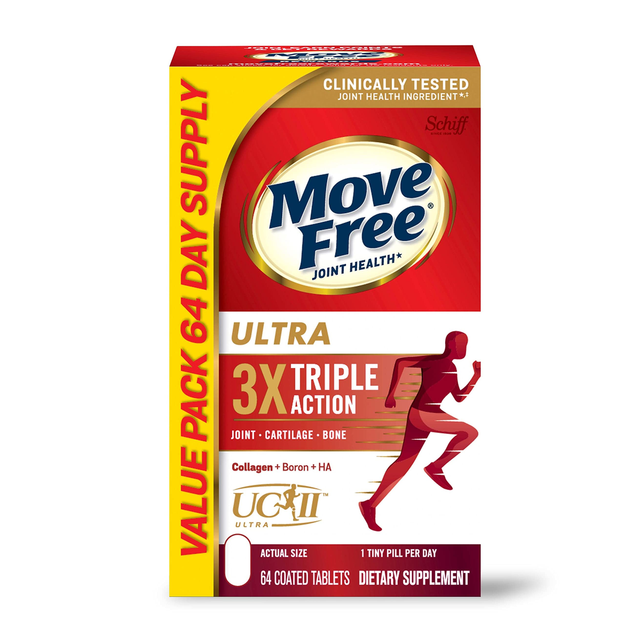 Move Free 益节 胶原蛋白营养补充剂 骨骼和关节支持 64片盒 到手约￥256.53