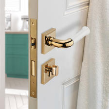 KABO 德国KABO金色门锁室内卧室房门锁白色轻奢静音简约家用卫生间门锁 216.6