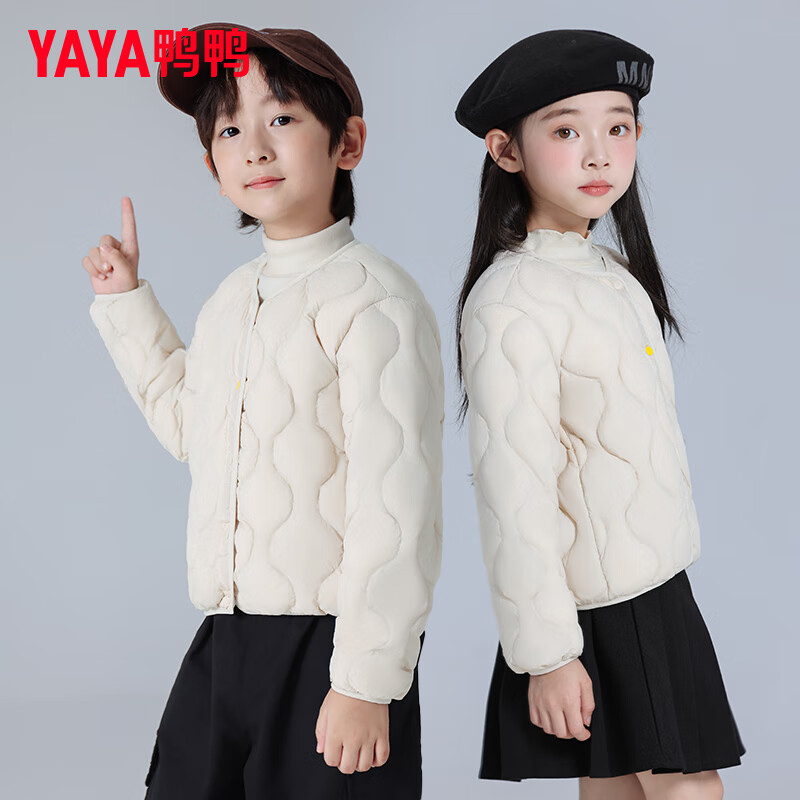 YAYA 鸭鸭羽绒服 鸭鸭儿童羽绒服男女童新款轻薄款学生内胆KX 黑色 110cm 77.06