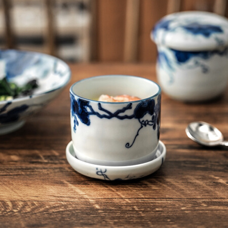 美浓烧 日本进口3.0英寸复古陶瓷家用釉下彩炖蛋碗炖盅燕窝碗 3.0英寸炖盅 5