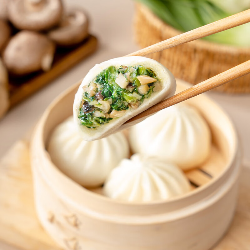 陶陶居 广式早餐包子点心任选 杏鲍香菇素菜包337.5g 9.89元 - 清风线报