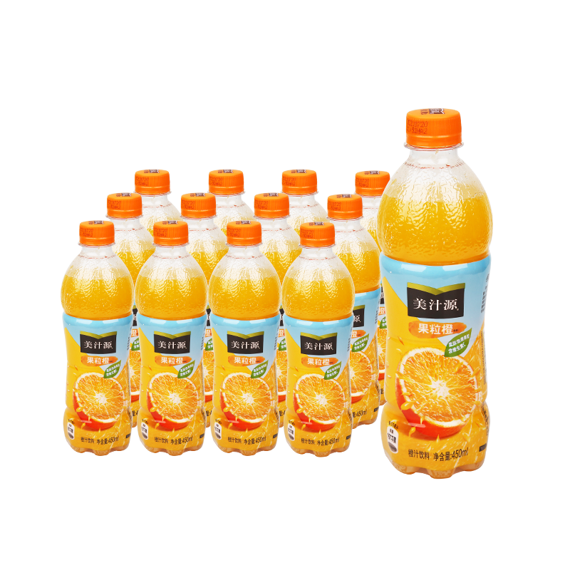 plus会员、需首购:可口可乐（Coca-Cola）美汁源果粒橙橙汁果汁饮料 450ml*12瓶 