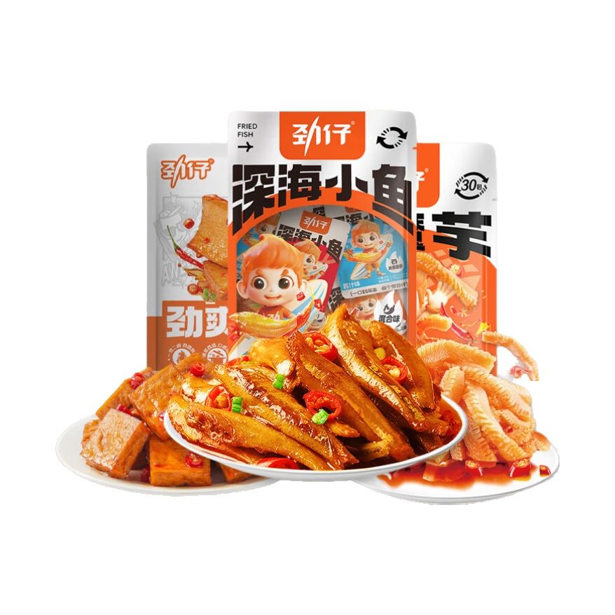 JINZAI 劲仔 深海小鱼零食大礼包100包 800g 29.55元（需用券）