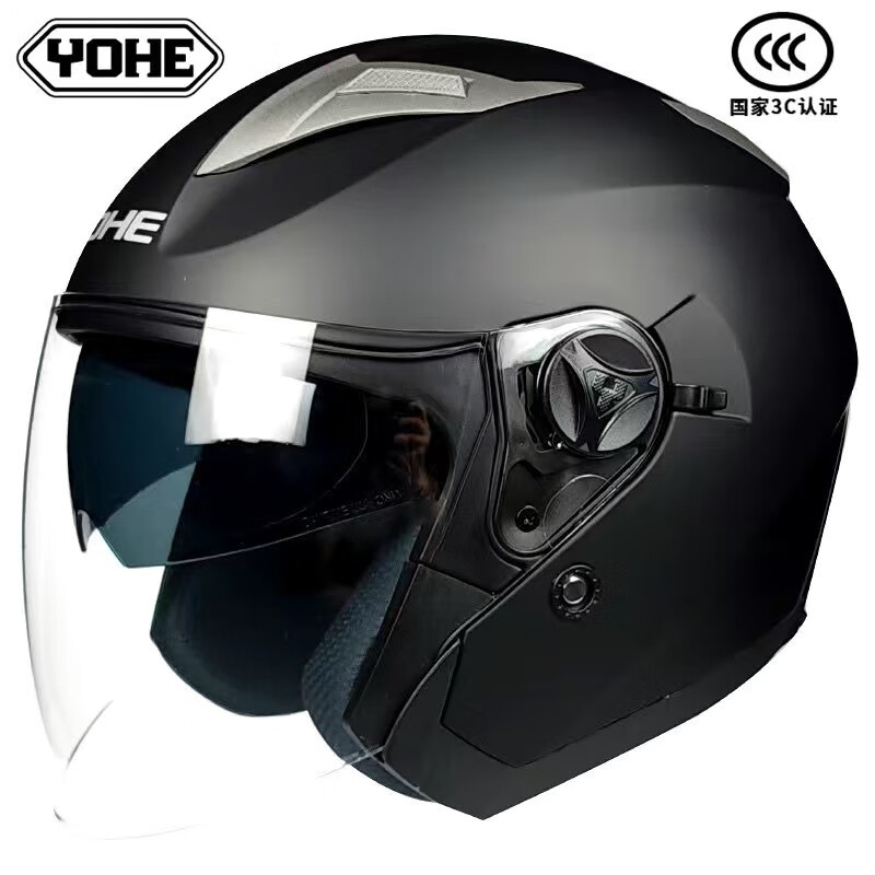 YOHE 永恒 3C头盔摩托车帽四季男女半盔保暖安全帽双镜片大半盔 226.3元（需