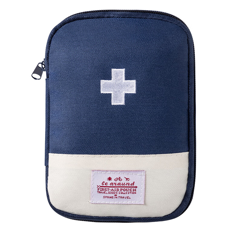 妙灵安 小学生便携医疗急救包随身包户外旅行药品收纳箱儿童健康 蓝色-大
