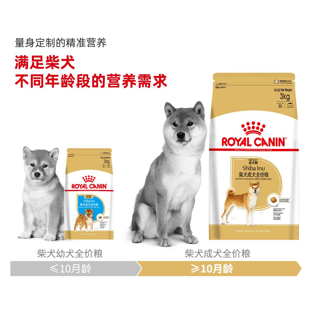 ROYAL CANIN 皇家 柴犬狗粮皇家官方SIA26专用3kg中型犬成犬粮6斤宠物干粮 155.8元