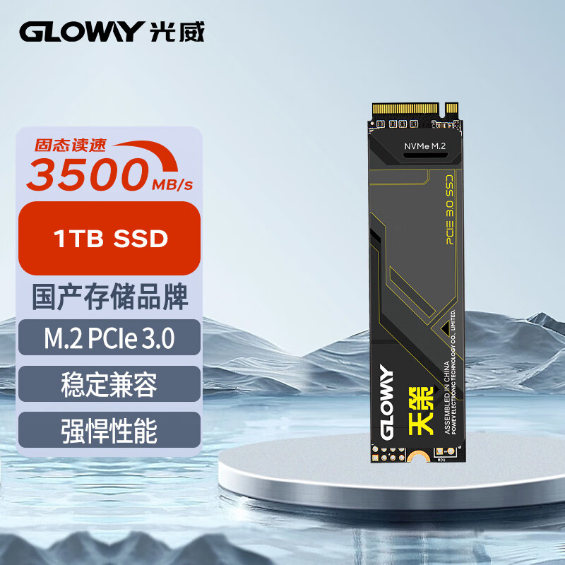 GLOWAY 光威 1TB SSD固态硬盘 M.2接口(NVMe协议) PCIe 3.0x4 天策系列 黑神话装机升